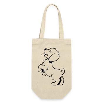 Hund baby süss - Geschenkbeutel für Flaschen - Natur - Vorne