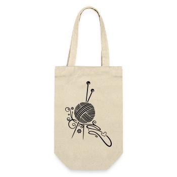 Knitting needles with wool and flowers. - Gift Bag for Bottles - nature - Front