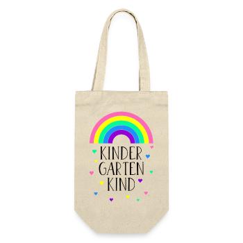 Regenbogen Kindergartenkind Kindergarten Geschenk - Geschenkbeutel für Flaschen - Natur - Vorne