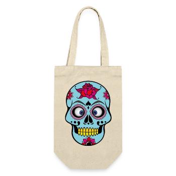 Schielender lustiger Totenkopf | funny skull - Geschenkbeutel für Flaschen - Natur - Vorne