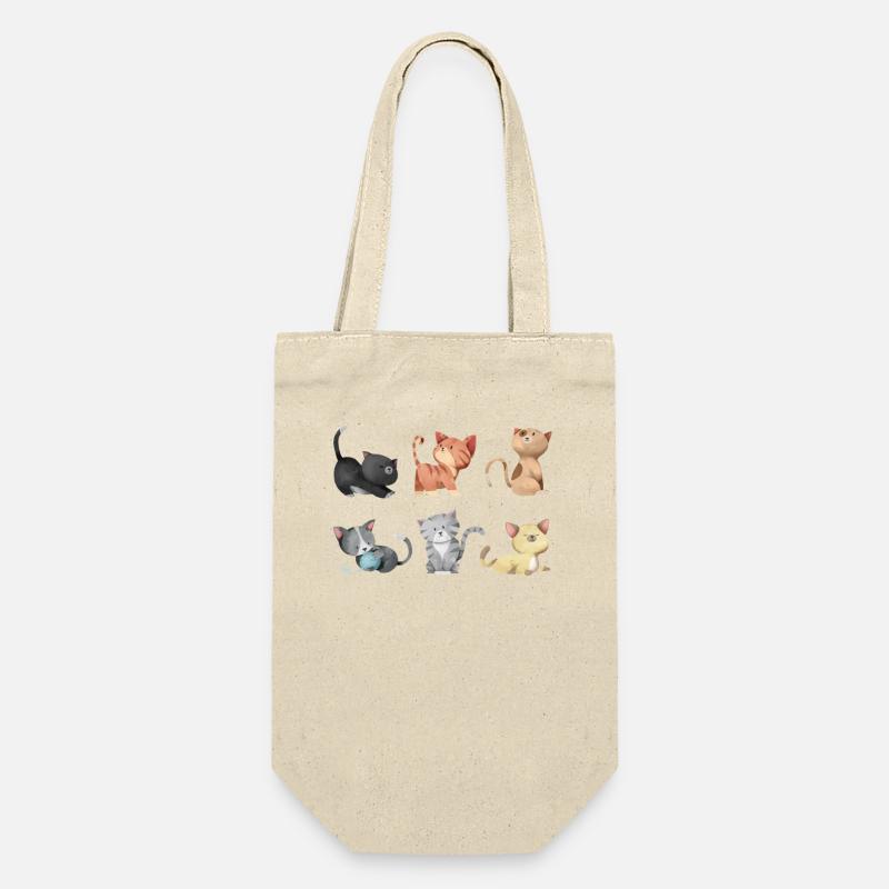 Katzen Abbildung - Geschenkbeutel für Flaschen - Natur
