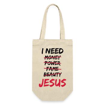 I need Jesus - Geschenkbeutel für Flaschen - Natur - Vorne