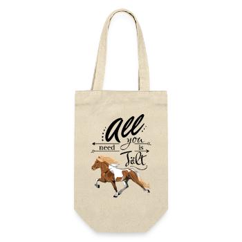 Schecke Fuchs Isländer: All you need is Tölt - Geschenkbeutel für Flaschen - Natur - Vorne