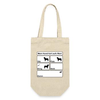 Mein Hund hört aufs Wort - Geschenkbeutel für Flaschen - Natur - Vorne
