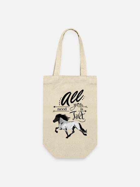 Farbwechsler Rappe Isländer: All you need is Tölt - Geschenkbeutel für Flaschen - Natur