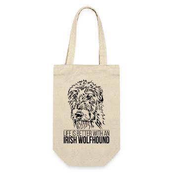 IRISH WOLFHOUND life is better Spruch Wilsigns - Geschenkbeutel für Flaschen - Natur - Vorne