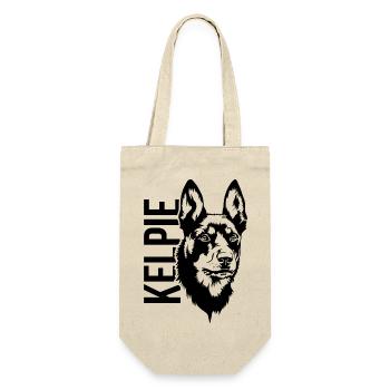 Australian KELPIE Hütehund Portrait Hundeportrait - Geschenkbeutel für Flaschen - Natur - Vorne
