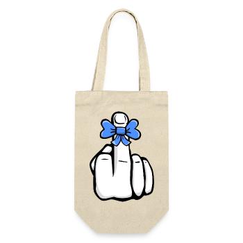 Hand Fuck You! Mittelfinger! süß cool Symbol - Geschenkbeutel für Flaschen - Natur - Vorne