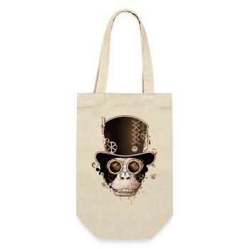 Singe steampunk avec un look de chapeau cylindre antique - Sac à bouteille - nature - Devant