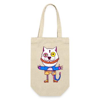 Bart Katze - Geschenkbeutel für Flaschen - Natur - Vorne