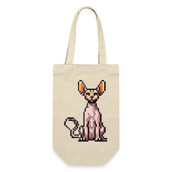 Katze Pixel Kunst Geschenkidee - Geschenkbeutel für Flaschen - Natur - Vorne