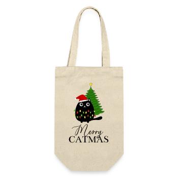 Merry Catmas | cute motif shirt cat Christmas tree - Gift Bag for Bottles - nature - Front