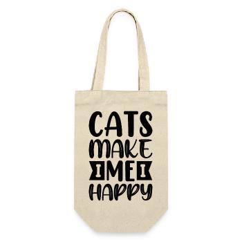 Katzen machen mich glücklich - Geschenkbeutel für Flaschen - Natur - Vorne