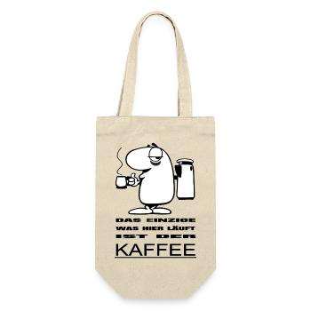 Das einzige was hier läuft ist der Kaffee - Geschenkbeutel für Flaschen - Natur - Vorne