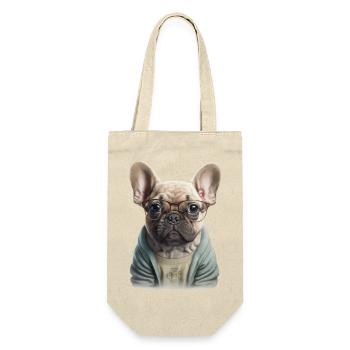 cute baby bulldog with glasses - Gift Bag for Bottles - nature - Front