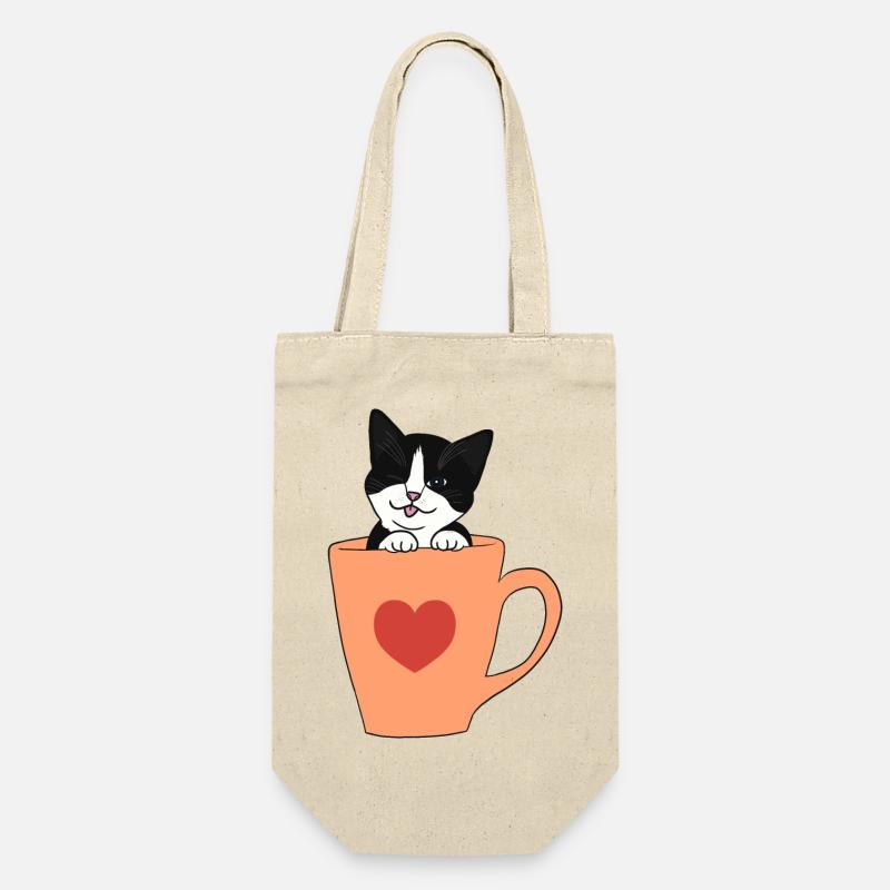 Sticker chat noir et blanc - Sac à bouteille - nature