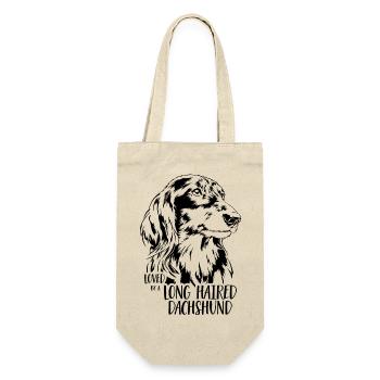 Loved by a Long Haired Dachshund Hundespruch Hunde - Gift Bag for Bottles - nature - Front