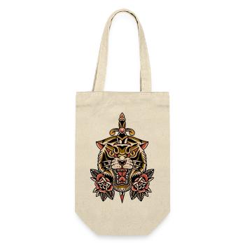 Old school tattoo design tiger sword roses - Gift Bag for Bottles - nature - Front