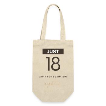 JUST 18 Design zum 18. Geburtstag 2005 - Geschenkbeutel für Flaschen - Natur - Vorne