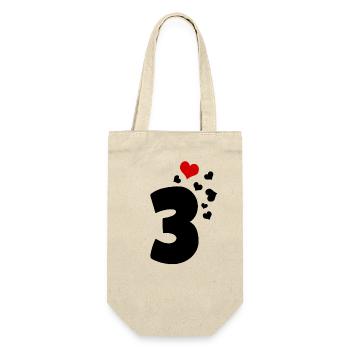 3 cœurs 3ème anniversaire - Sac à bouteille - nature - Devant
