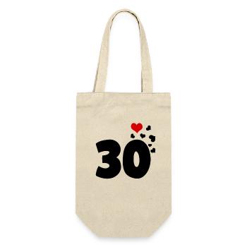 30 Herzen 30. Geburtstag - Geschenkbeutel für Flaschen - Natur - Vorne