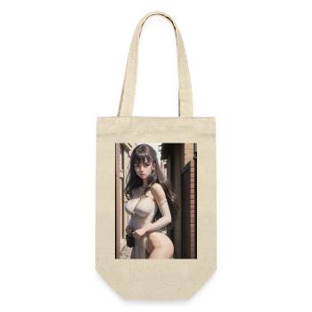 Woman in a alley, town,Generated AI - Gift Bag for Bottles - nature - Front
