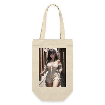 Woman in a alley, town,Generated AI - Gift Bag for Bottles - nature - Front