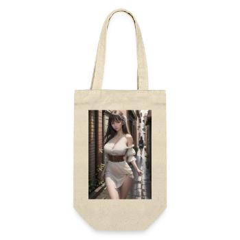 Woman in a alley, town,Generated AI - Gift Bag for Bottles - nature - Front