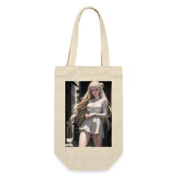 Woman in a alley, town,Generated AI - Gift Bag for Bottles - nature - Front