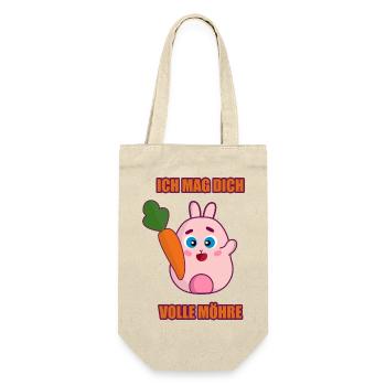 Hase -ICH MAG DICH VOLLE MÖHRE - Geschenkbeutel für Flaschen - Natur - Vorne