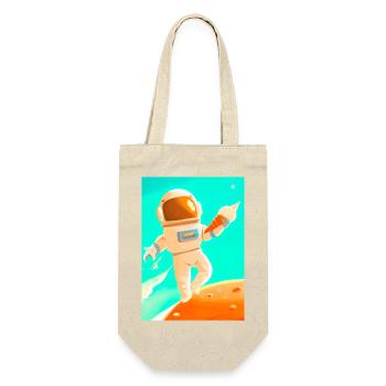 Astronaut mit Eiscreme - Geschenkbeutel für Flaschen - Natur - Vorne