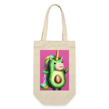 Niedliche Einhorn Avocado - Geschenkbeutel für Flaschen - Natur - Vorne