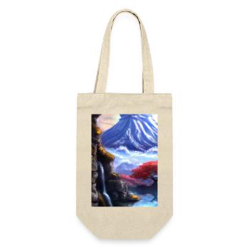 Japan Tower Wasserfall Gemälde - Geschenkbeutel für Flaschen - Natur - Vorne