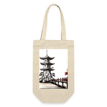 Japanische Turmbrücke - Geschenkbeutel für Flaschen - Natur - Vorne