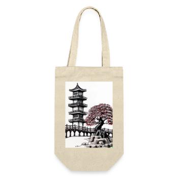 Japanische Turmbrücke - Geschenkbeutel für Flaschen - Natur - Vorne