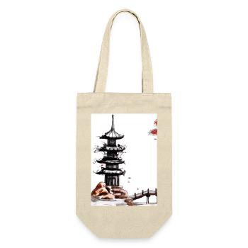 Japanische Turmbrücke - Geschenkbeutel für Flaschen - Natur - Vorne