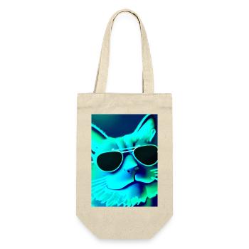 Katze mit Sonnenbrille - Geschenkbeutel für Flaschen - Natur - Vorne