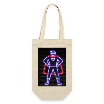 Superhelden Neon - Geschenkbeutel für Flaschen - Natur - Vorne