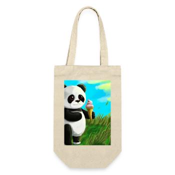 Panda mit Eiscreme - Geschenkbeutel für Flaschen - Natur - Vorne