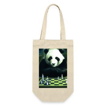 Panda spielt Schach - Geschenkbeutel für Flaschen - Natur - Vorne