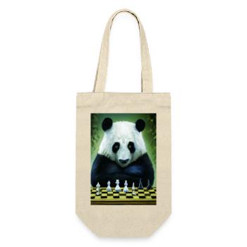 Panda spielt Schach - Geschenkbeutel für Flaschen - Natur - Vorne
