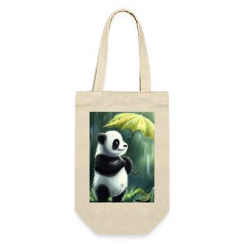 Panda mit Blattschirm - Geschenkbeutel für Flaschen - Natur - Vorne