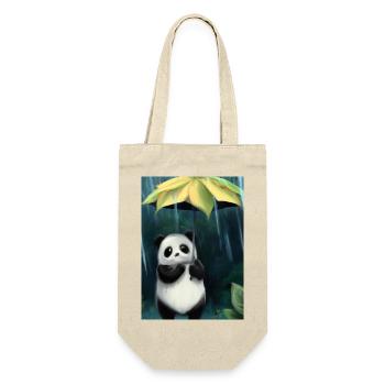 Panda mit Blattschirm - Geschenkbeutel für Flaschen - Natur - Vorne