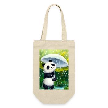 Panda mit Blattschirm - Geschenkbeutel für Flaschen - Natur - Vorne