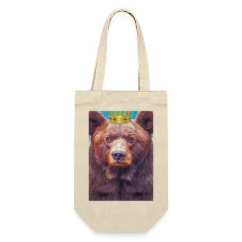 Bär mit Krone - Geschenkbeutel für Flaschen - Natur - Vorne