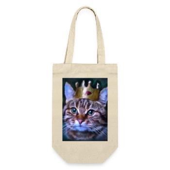 Katze mit Krone - Geschenkbeutel für Flaschen - Natur - Vorne
