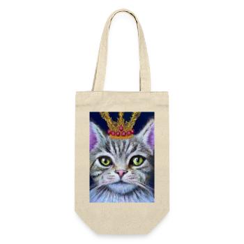Katze mit Krone - Geschenkbeutel für Flaschen - Natur - Vorne