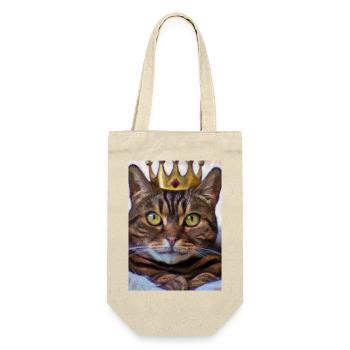 Katze mit Krone - Geschenkbeutel für Flaschen - Natur - Vorne