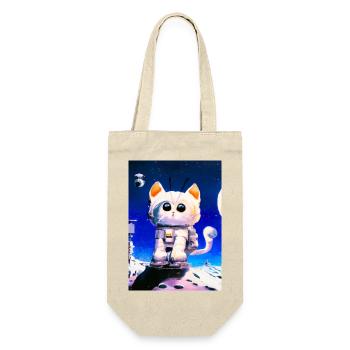Astronautenkatze - Geschenkbeutel für Flaschen - Natur - Vorne
