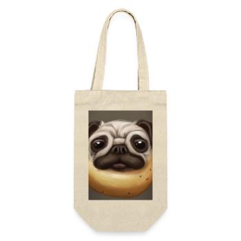 Kartoffel-Hund-Gesicht - Geschenkbeutel für Flaschen - Natur - Vorne
